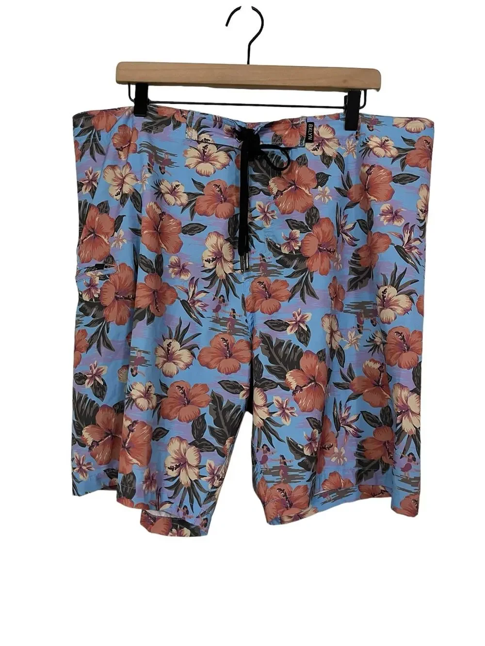 Brooklyn Clothes Mens Stretch Boardshort Blue Floral Size 36